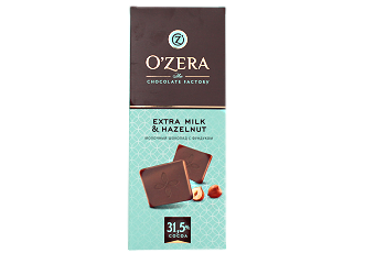 Шоколад O'ZERA молочный с фундуком 90 гр